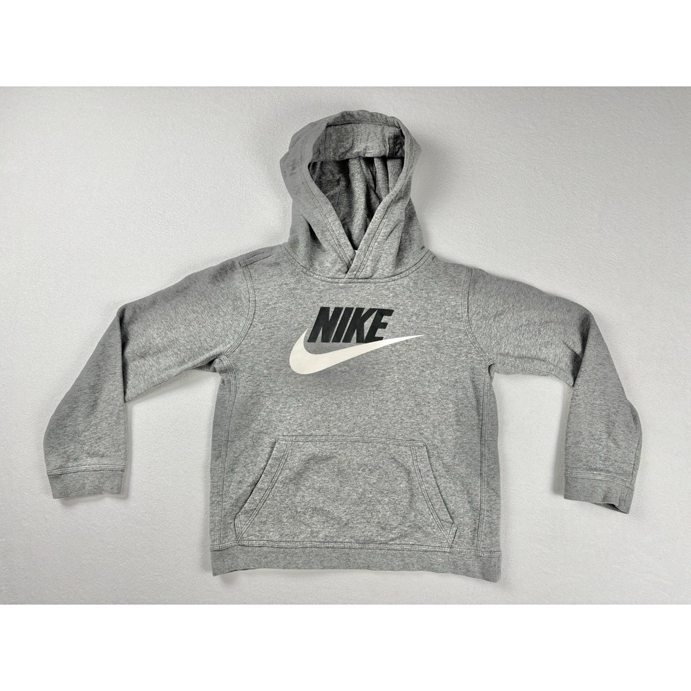 Nike‎ Kids Large Gray Pullover Hoodie Big Swoosh Logo FA22 CJ7861-091